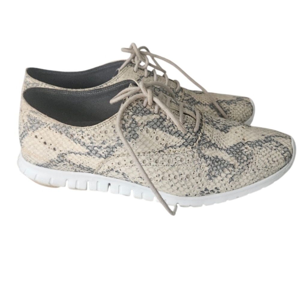 Cole Haan Oxford Suede Leather  Women's Snakeskin Pattern Lace-Up Shoes - Picture 2 of 10